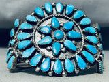 Authentic Vintage Native American Navajo Turquoise Cluster Sterling Silver Bracelet-Nativo Arts