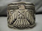 Exceptional Vintage Native American Navajo Eagle Flanks Vince Platero Sterling Silver Bracelet-Nativo Arts