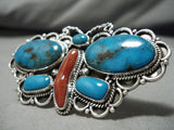 Huge And Heavy!! Vintage Native American Navajo Morenci Turquoise Sterling Silver Ring-Nativo Arts
