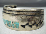 Hvy Intricate Vintage Native American Navajo Royston Turquoise Sterling Silver Bracelet Old-Nativo Arts