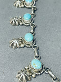 One Of The Most Unique Native American Navajo Button Sterling Silver Turquoise Necklace-Nativo Arts