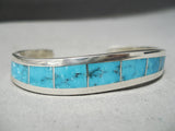 Tremendous Vintage Native American Zuni Old Kingman Turquoise Sterling Silver Bracelet Native-Nativo Arts