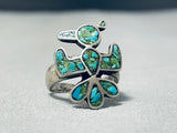 Remarkable Vintage Native American Navajo Turquoise Sterling Silver Thunderbird Ring-Nativo Arts
