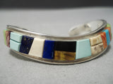 Native American Important Tommy Jackson Turquoise Vintage Sterling Silver Wave Bracelet-Nativo Arts