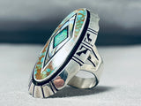 One Of The Best Vintage Native American Navajo Green Turquoise Opal Sterling Silver Ring-Nativo Arts
