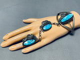 Noteworthy Vintage Native American Navajo Morenci Turquoise Sterling Silver Slave Bracelet-Nativo Arts