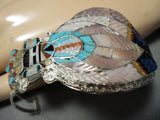 One Of The Most Detailed Native American Zuni Turquoise Sterling Silver Kachina Bracelet-Nativo Arts