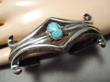 Earlier Vintage Native American Navajo Spiderweb Turquoise Sterling Silver Thorn Bracelet Old-Nativo Arts