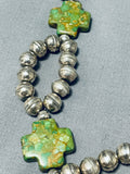 Green Cross Stones Vintage Native American Navajo Sterling Silver Necklace-Nativo Arts