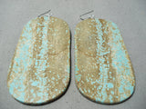 Native American One Of The Biggest Ever #8 Turquoise Santo Domingo Sterling Silver Earrings-Nativo Arts
