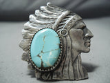 Big Chief #8 Turquoise Mine Sterling Silver Ring Native American-Nativo Arts