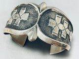 Heavy Vintage Native American Navajo Cross Sterling Silver Bracelet Cuff-Nativo Arts