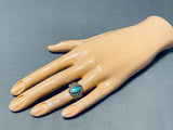 Eye-catching Vintage Native American Navajo Old Kingman Turquoise Sterling Silver Ring-Nativo Arts