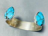 Very Unique End Turquoise Native American Navajo Sterling Silver Bracelet Cuff-Nativo Arts