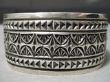 Detailed Important Vintage Native American Navajo Intricate Stamp Sterling Silver Bracelet-Nativo Arts