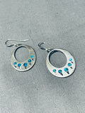 Turquoise Paw Inlay Vintage Native American Navajo Sterling Silver Earrings-Nativo Arts