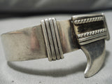 Striking Vintage Native American Navajo 18k Gold Sterling Silver Shark Bracelet Old-Nativo Arts