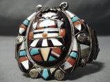 One Of The Best Vintage Native American Navajo Turqyuoise Kachina Sterling Silver Bracelet Old-Nativo Arts