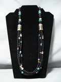 Authentic Vintage Native American Navajo Thomas Singer Turquoise Sterling Silver Necklace-Nativo Arts