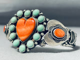 Native American Important Dave Reeves (d) Best Heart Turquoise Sterling Silver Bracelet-Nativo Arts