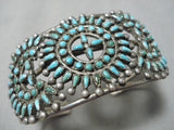 One Best Early Vintage Zuni Native American Turquoise Sterling Silver Bracelet-Nativo Arts