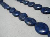 Native American Incredible Vintage Santo Domingo Lapis Sterling Silver Necklace Old-Nativo Arts