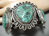 Heavy Huge Vintage Native American Navajo Carico Lake Turquoise Sterling Silver Bracelet-Nativo Arts