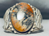 One Of The Best Ever Vintage Native American Navajo Petrified Wood Sterling Silver Bracelet-Nativo Arts