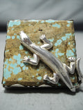 Fantastic San Felipe Native American 8 Turquoise Sterling Silver Gecko Ring-Nativo Arts