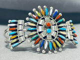 Exceptional Native American Zuni Turquoise & Multi Stone Sterling Silver Bracelet Signed-Nativo Arts