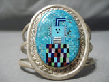Native American So Intricate! Vintage Intricate Turquoise Sterling Silver Bracelet-Nativo Arts