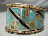 One Of The Best Vintage Native American Navajo #8 Turquoise Sterling Silver Inlay Bracelet-Nativo Arts