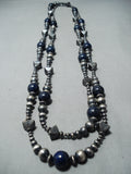 Spectacular Navajo Lapis Sterling Silver Necklace Native American-Nativo Arts