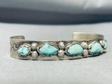 Nastacio Vintage Native American Zuni Turquoise Nugget Sterling Silver Bracelet-Nativo Arts