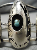 Superior Vintage Native American Navajo Green Turquoise Sterling Silver Bracelet Old-Nativo Arts
