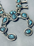 Gasp! Vintage Native American Navajo Spider Turquoise Sterling Silver Squash Blossom Necklace-Nativo Arts