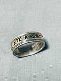 Beautiful And Detailed Vintage Native American Navajo Sterling Silver Gold Animal Ring-Nativo Arts