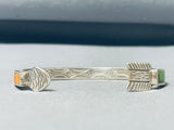 Unique End Native American Navajo Gaspeite Shell Sterling Silver Bracelet Cuff-Nativo Arts