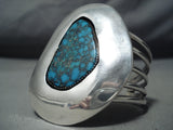 One Of The Biggest Vintage Native American Navajo Morenci Turquoise Sterling Silver Bracelet-Nativo Arts