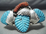 Leaves Of Turquoise Zuni Turquoise Sterling Silver Bracelet Native American-Nativo Arts