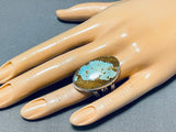 Fabulous Tsosie Native American Navajo #8 Turquoise Mine Sterling Silver Ring-Nativo Arts