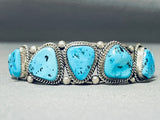 Marie Thomson Vintage Native American Navajo Sleeping Beauty Turquoise Sterling Silver Bracelet-Nativo Arts