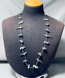 Heavy 104 Gram Vintage Native American Navajo All Sterling Silver Animal Bird Fetish Necklace-Nativo Arts
