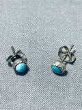 Beautiful Vintage Native American Navajo Turquoise Eye Sterling Silver Earrings-Nativo Arts