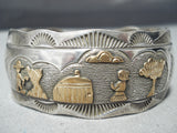 Fascinating Vintage Native American Navajo Sterling Silver Storyteller Bracelet Old-Nativo Arts