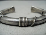 Thick Authentic Vintage Native American Navajo Orvville Tsinnie Sterling Silver Coil Bracelet-Nativo Arts