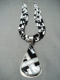 Native American Very Important Dan Coriz Santo Domingo Sterling Silver Black White Necklace-Nativo Arts