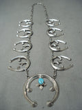 Important Betsoi Family Native American Navajo Turquoise Sterling Silver Naja Necklace-Nativo Arts