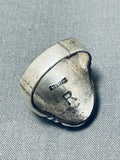 Rick Long Vintage Signed Native American Navajo 2 Morenci Turquoise Sterling Silver Ring-Nativo Arts