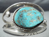 Opulent Vintage Native American Navajo Carlin Turquoise Sterling Silver Bracelet Old-Nativo Arts